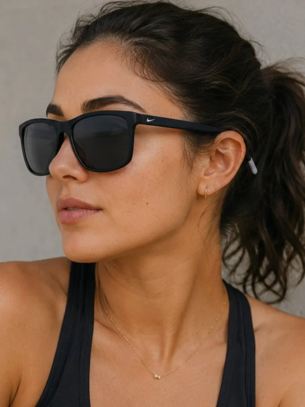 Nike Lore CT8080-010 Black Square Sport Sunglasses Matte Gray Lens Unisex